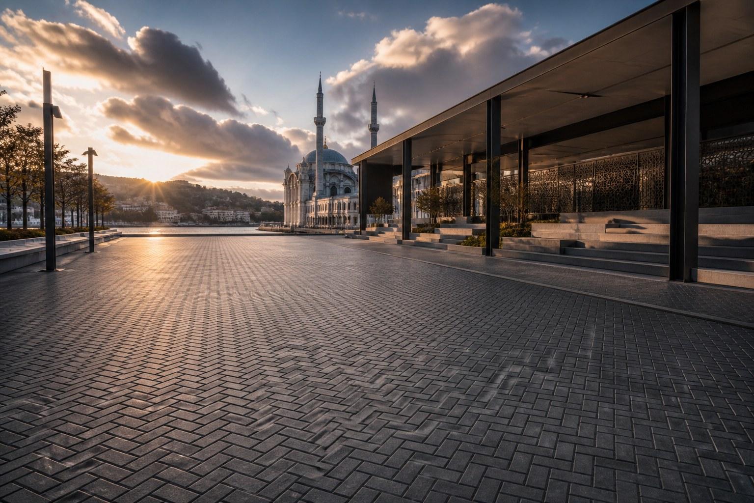Kurumsal — modern kilitli parke meydanı